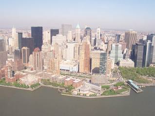 jižní část Manhattanu z helikoptéry